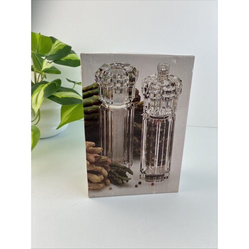 Salt & Pepper Mill Grinder USA Olde Thompson Faceted Clear Lycite Acrylic w Box